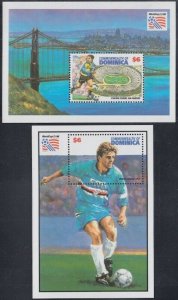 DOMINICA Sc# 1691-2 CPL MNH SET of 2 SOUVENIR SHEETS 1994 WORLD CUP in USA