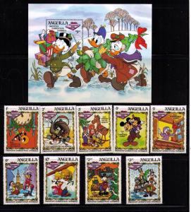 ANGUILLA Sc# 547-556 MNH FVF Set 9 + SS Disney Productions