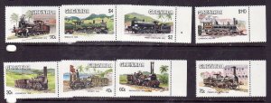 Grenada-Sc#1232-9-unused NH set-Trains-Locomotives-1984-