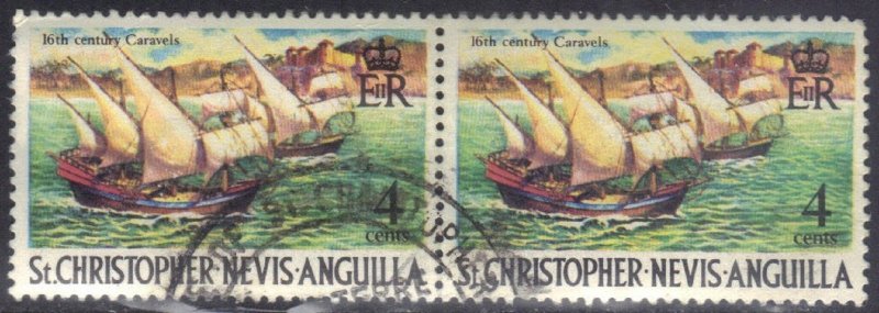 ST CHRISTOPHER,NEVIS,ANGUILLA  SC# 210  **USED **  4c 1970, PAIR  SEE SCAN