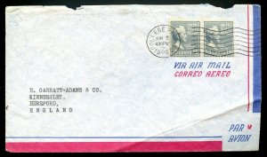 U.S. Scott 820 (2) Prexies on 1955 Air Mail Letter to England