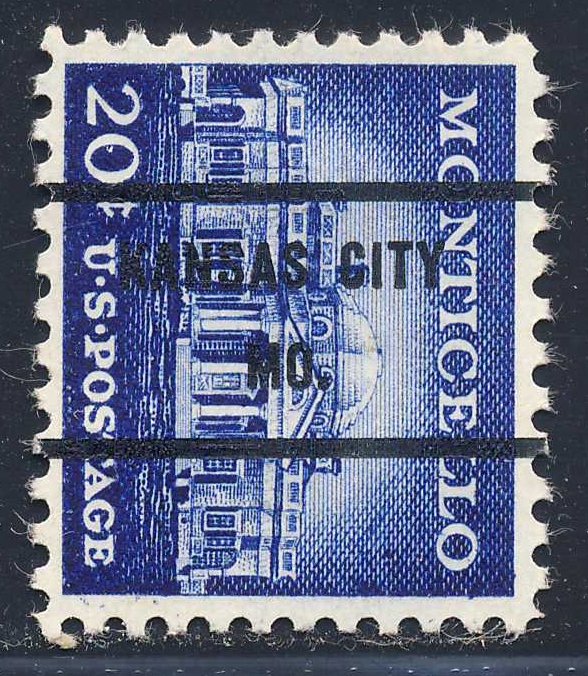 Kansas City MO, 1047-71 Bureau Precancel, 20¢ Monticello