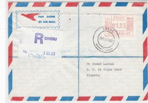 zimbabwe 1987 atm stamps cover ref 19277