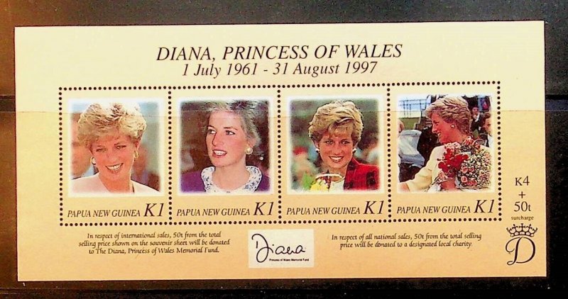 PAPUA NEW GUINEA Sc 937 NH S/S OF 1998 - PRINCESS DIANA - Sc$6.25 - (DF25)
