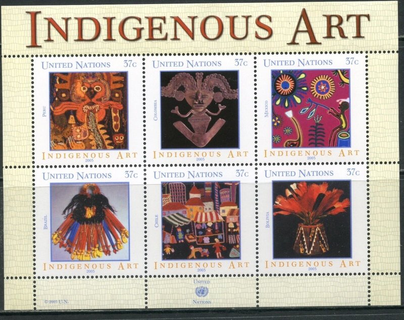 UNITED NATIONS Sc#NY 836 GE 405 VI 326 2003 Indigenous Art S/S Cpl MNH