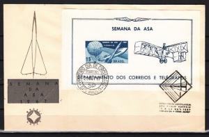 Brazil, Scott cat. 1062a. Week of the Wing s/sheet on a First day cover.