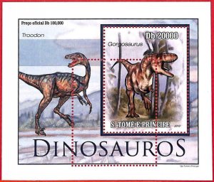 A4456 - SAO TOME & PRINCIPE- ERROR MISPERF Souvenir s: 2010 Dinosaurs Prehistory 