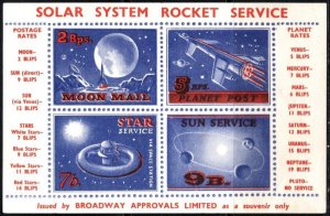 1960 US Poster Stamp Broadway Approvals Solar System Rocket Mail