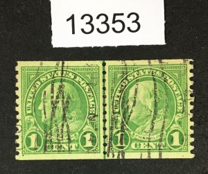 MOMEN: US STAMPS  # 597 XF LINE PAIR  USED LOT #13353