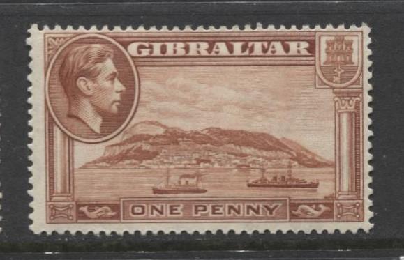 Gibraltar - Scott 108a - KGVI Pictorials -1938- MH - Perf 14 - Single 1d Stamp