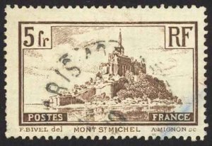 France Sc# 249 Used (a) 1929-1933 5fr brn Mont-Saint-Michel