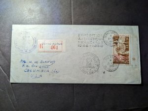 1949 Registered French Madagascar Cover Terre Adelie to Columbia LA USA