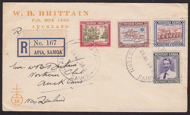 SAMOA 1939 25th Anniv set on registered FDC ex Apia.........................1312