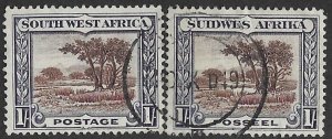 South-West Africa # 115a,115b  1sh  (2)  Used