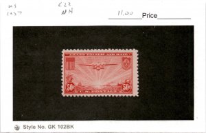 United States Postage Stamp, #C22 Mint NH, 1937 China Clipper (AD)