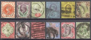 Great Britain Sc# 111-122 Used (a) 1887-1892 ½p-1sh Queen Victoria