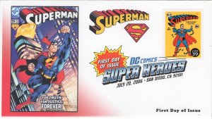AO-4084k-1, 2006, DC Comics Super Heroes,Superman Cover, FDC, Add-on Cachet. Dig