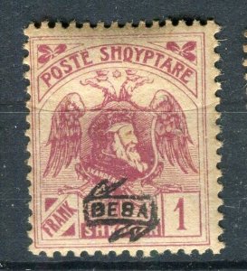 ALBANIA; 1920 early Skanderbeg Optd. ' BESA ' issue Mint 1Fr. value