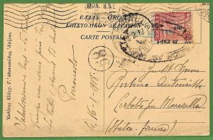 ad0882 - GREECE - Postal History - Overprinted stamp on CENSORED CARD to ITALY
