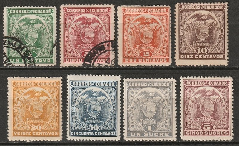 Ecuador 1897 Sc 127-34 set MH*/used some disturbed gum