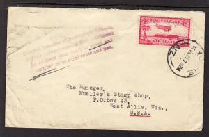 New Zealand to West Allis WI 1935 Cover 