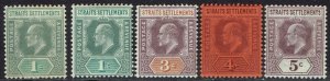 STRAITS SETTLEMENTS 1902 KEVII RANGE TO 5C PLUS 1C SHADE WMK CROWN CA