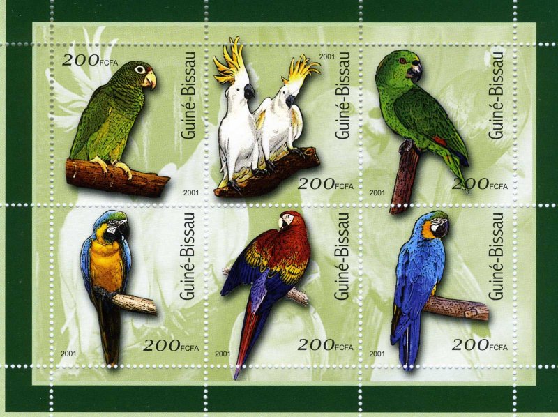 Guinea Bissau 2001 PARROTS Sheet Perforated Mint (NH)