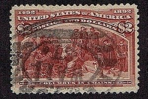 US 242 USED $2 COLUMBIAN 1893 DBL OVAL REGISTRY CCL 2020 PSAG CERT GRADED VF...