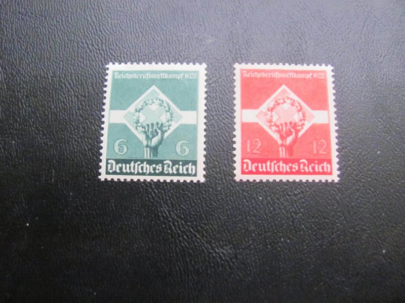GERMANY 1936 MNH SC 454-5 SWASTICA SET XF 25 EUROS (124) SEE MY STORE