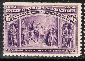 MOstamps - US #235 Mint OG NH 6 cent Columbian - Lot # MO-972 SCV $150 