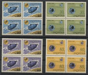 ALBANIA, LUNA 10, MNH SET 1966 IN BLOCKS OF 4 1966