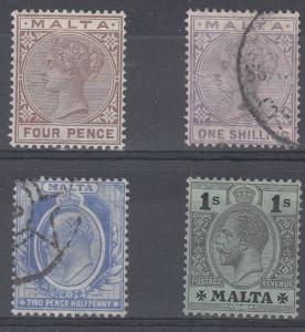 Malta Scott 13, 36 Used and 12, 59 Mint hinged (Catalog Value $56.00)