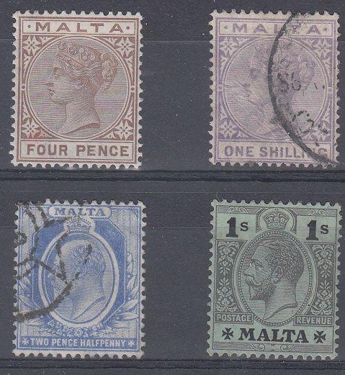 Malta Scott 13, 36 Used and 12, 59 Mint hinged (Catalog Value $56.00)