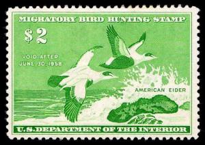 1957 UNUSED FEDERAL DUCK STAMP RW24 - OGLH - VF - CV $42.50 (ESP#10047)