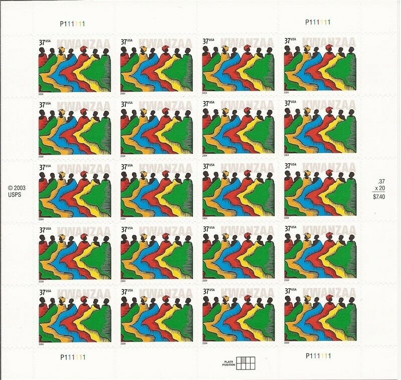 USA 2004 Kwanzaa - 20 Stamp Sheet - Scott #3881