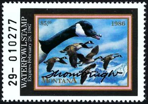 MT1 1986 Montana FIRST of State Duck Stamp-Artist Signed-OFFER?