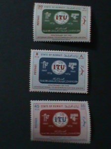 ​KUWAIT-1965 SC#286-8  CENTENARY OF ITU-MNH -58 YEARS OLD VERY FINE LAST ONE