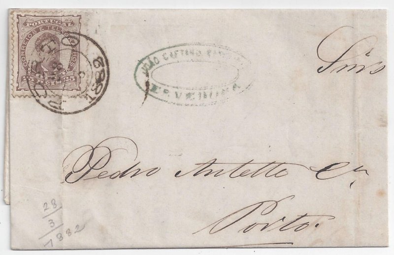 Portugal cover PORTO Mar.1882 to PORTO D. Luis 25 R. Sc#60 YT#59 SG#212 Mf#57