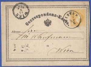 AUSTRIA 1871 2kr postal card, Mi P3 MISTEK Czech postmark/cancel VF