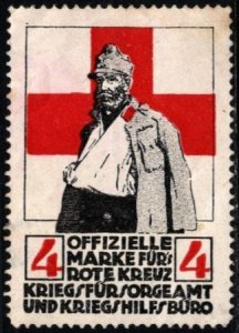 Vintage Germany Poster Stamp Official Stamp for Red Cross War Office & War Aid