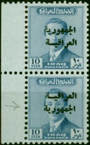 Iraq 1958 10f Blue SG432a 'Lines Transposed' V.F MNH Pair with Normal