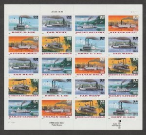 U.S. Scott #3091-3095 Riverboat Stamps - Mint NH Sheet - UR Plate