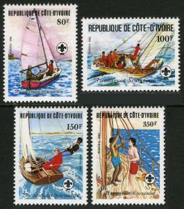 Ivory Coast 631-634, MI 728-731, MNH. Scouting Year. Scouts sailing, 1982