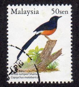 Malaysia 1027 - Used - White-rumped Shama (cv $0.25)