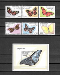 GUINEA 1998 BUTTERFLY SET WITH MINISHEET MNH