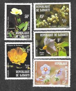 Djibouti 498-502 Mint NH Flora & Fauna Flowers!