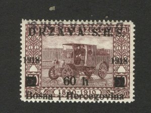 BOSNIA-SHS -MNH STAMP, 60/50 h -ERROR -TETE BECHE OVERPEINT DRŽAVA S.H.S.-1918