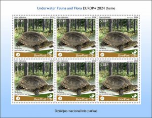 LITHUANIA BEEPOST 2024 MNH Turtles, Dzūkija National Park M/S #20f