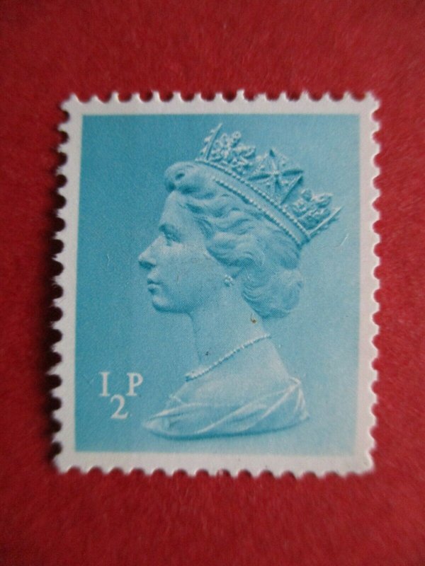 SGx842 UK Elizabeth II 1972 0.5p Turquoise Blue One Left Side Phosphor Band MNH