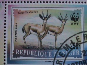 NIGER 1994-PROMOTION-WWF LOVELY DEERS-CTO FANCY CANCEL S/S VF SCV.$40  RARE